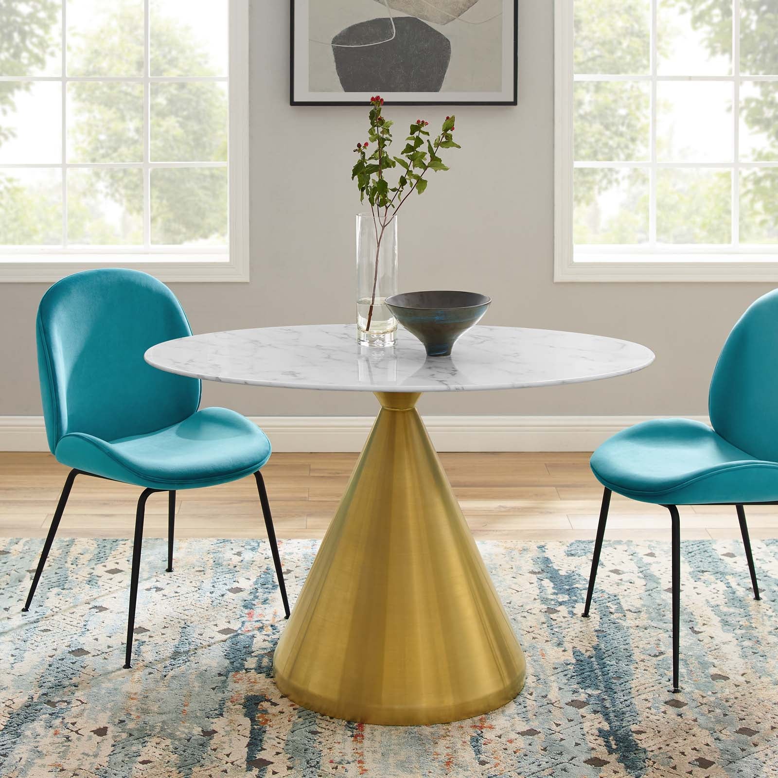 Tupelo 48" Oval Artificial Marble Dining Table by Modway