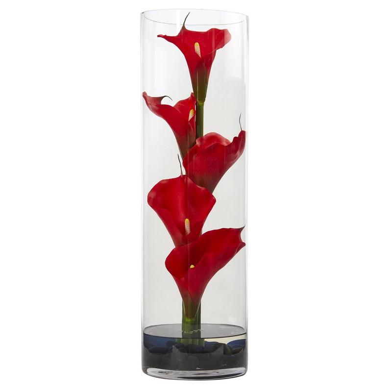 20" Calla Lily in Cylinder Glass