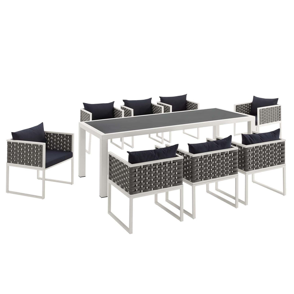 Stance 9 Piece Outdoor Patio Aluminum Dining Set by Modway