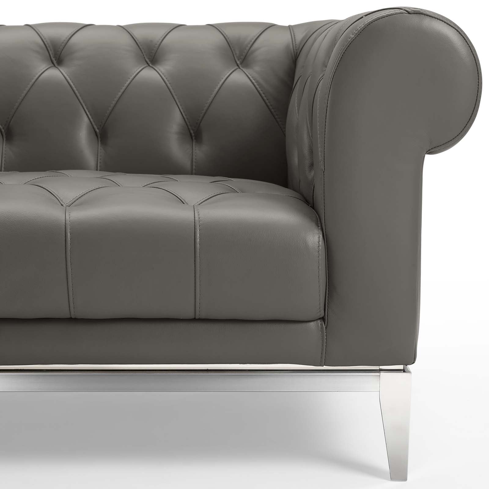 Idyll Tufted Button Upholstered Leather Chesterfield Loveseat by Modway