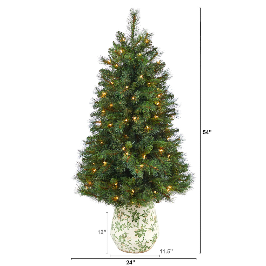 4.5' West Virginia Mountain Pine Artificial Christmas Tree w/ 100 Clear Lights