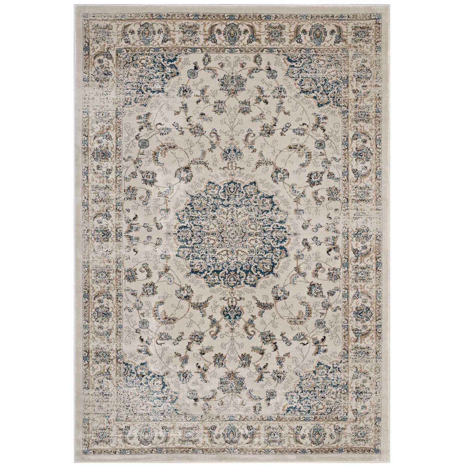 Atara Distressed Vintage Medallion 5x8 Area Rug by Modway
