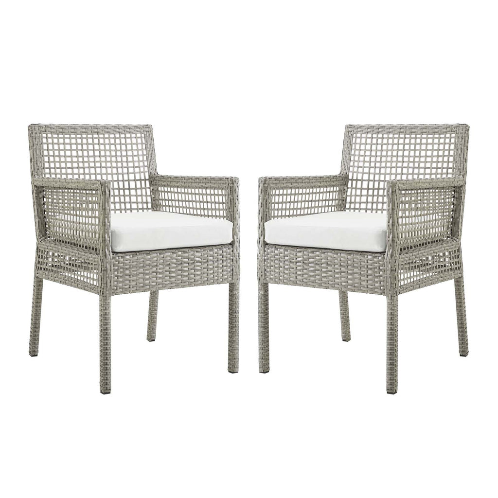 Aura Outdoor Patio Wicker Rattan Dining Armchair Set of 2 by Modway
