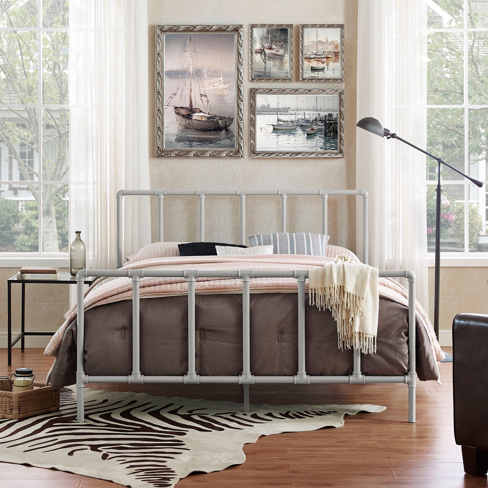 Dower Stainless Steel Queen Bed by Modway