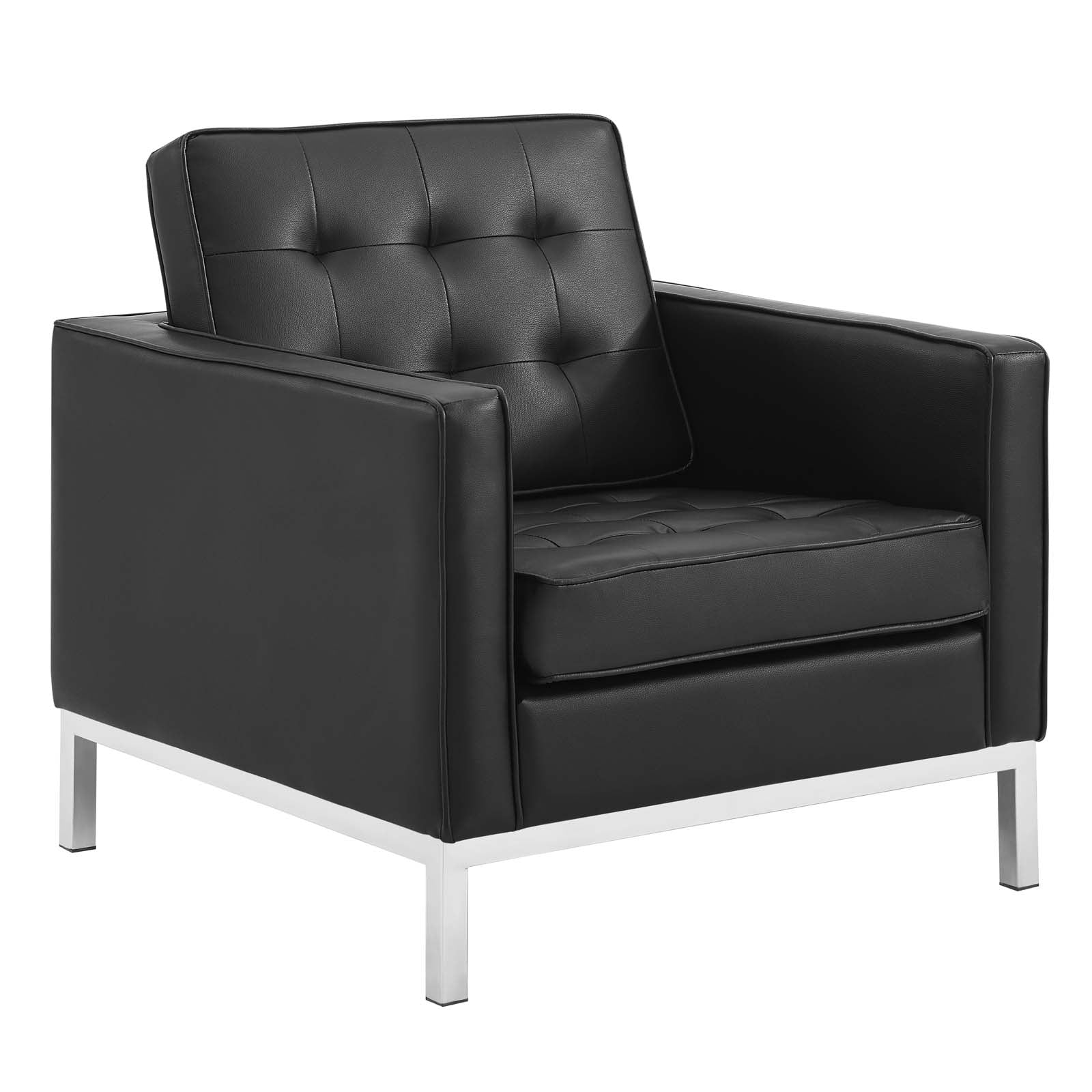 Loft Tufted Vegan Leather Armchairs Set of 2 by Modway
