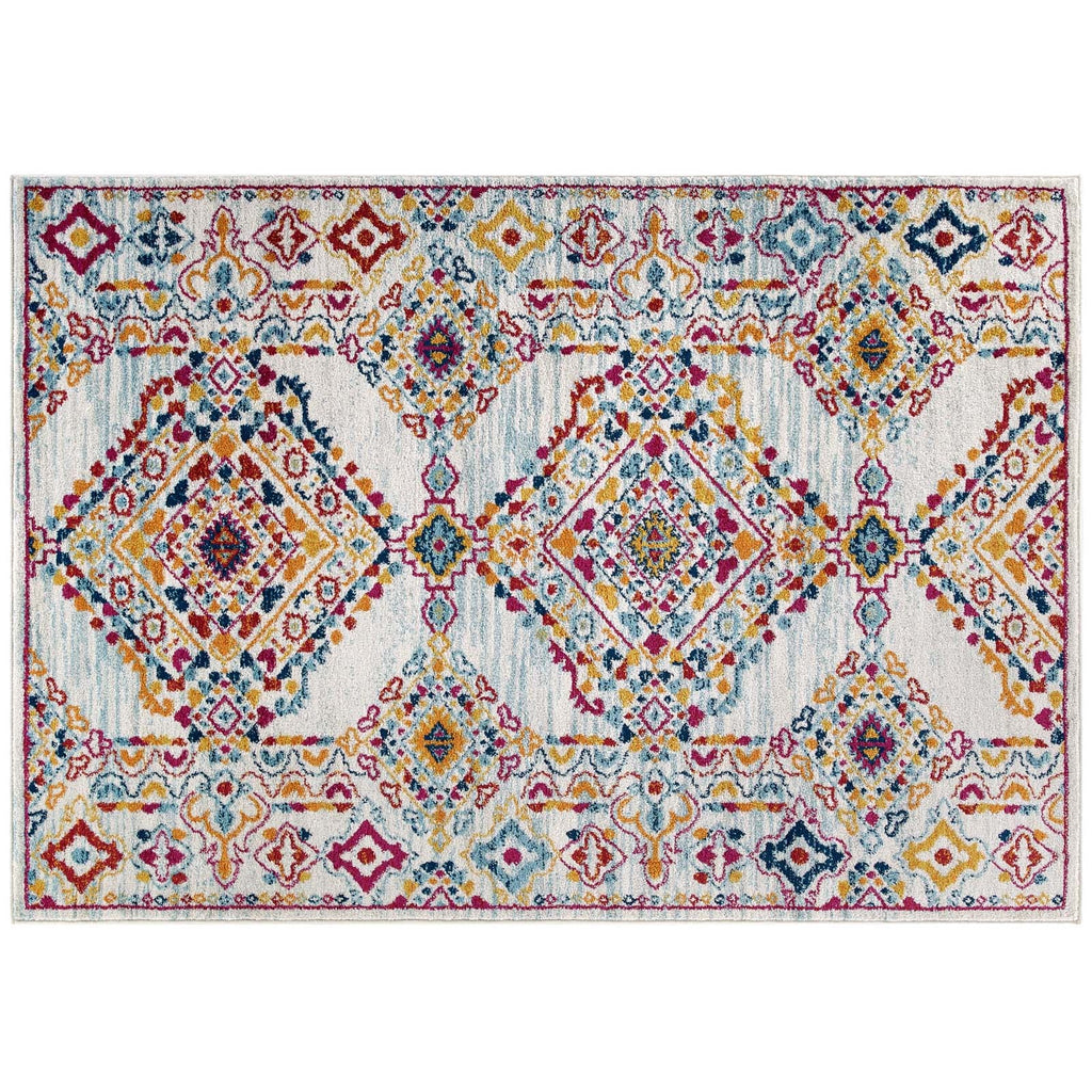 Entourage Khalida Distressed Floral Lattice 8x10 Area Rug by Modway