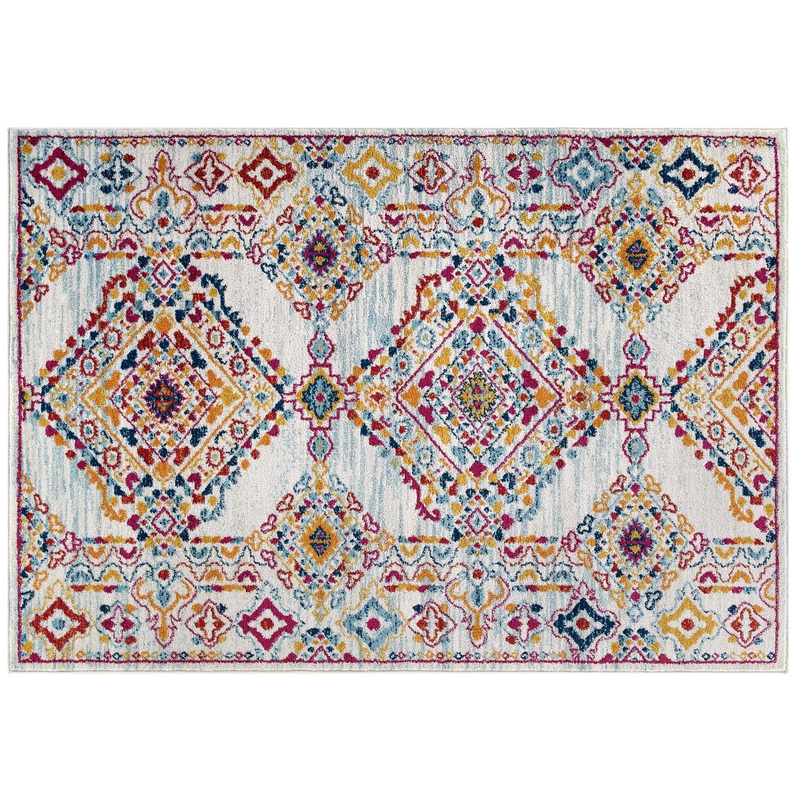 Entourage Khalida Distressed Floral Lattice 8x10 Area Rug by Modway