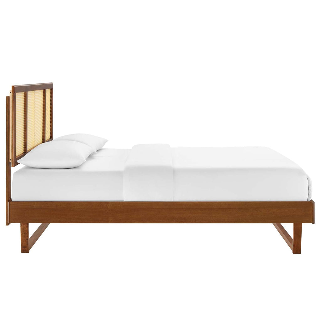 Kelsea Cane and Wood Full Platform Bed With Angular Legs by Modway