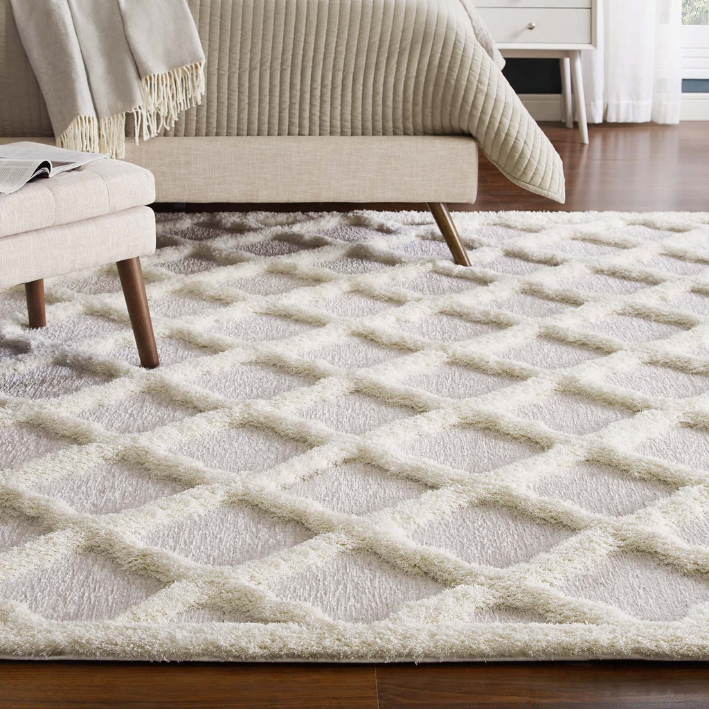 Whimsical Regale Abstract Moroccan Trellis Shag 5x8 Area Rug by Modway