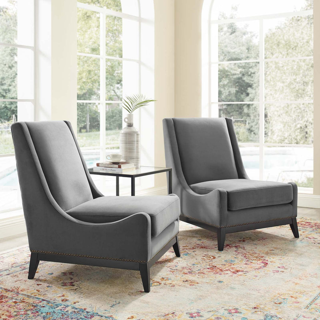 Confident Upholstered Performance Velvet Lounge Chair Set of 2 by Modway