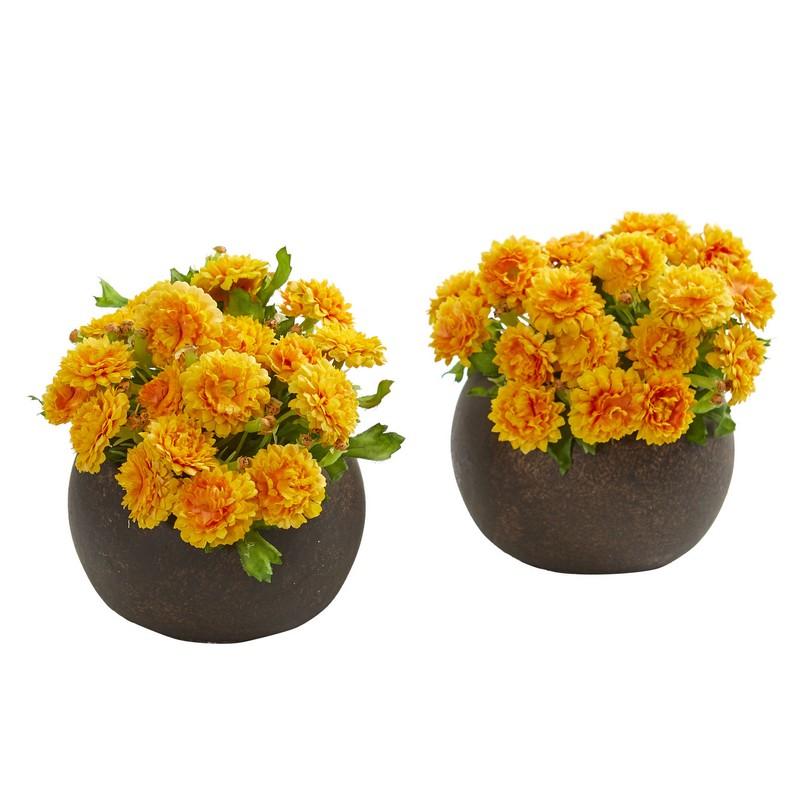 Japanese Artificial Arrangement in Brown Planter (Set of 2)