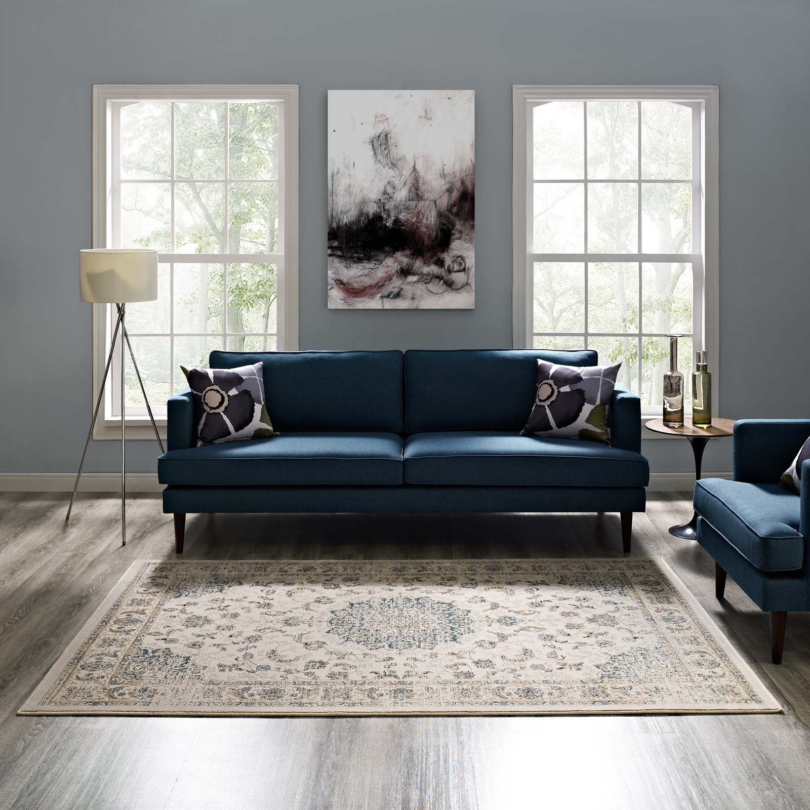 Atara Distressed Vintage Medallion 5x8 Area Rug by Modway