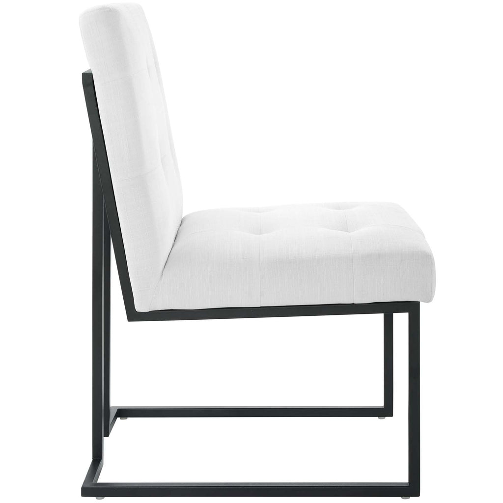 Privy Black Stainless Steel Upholstered Fabric Dining Chair by Modway