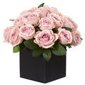 11" Rose Artificial Arrangement in Black Vase