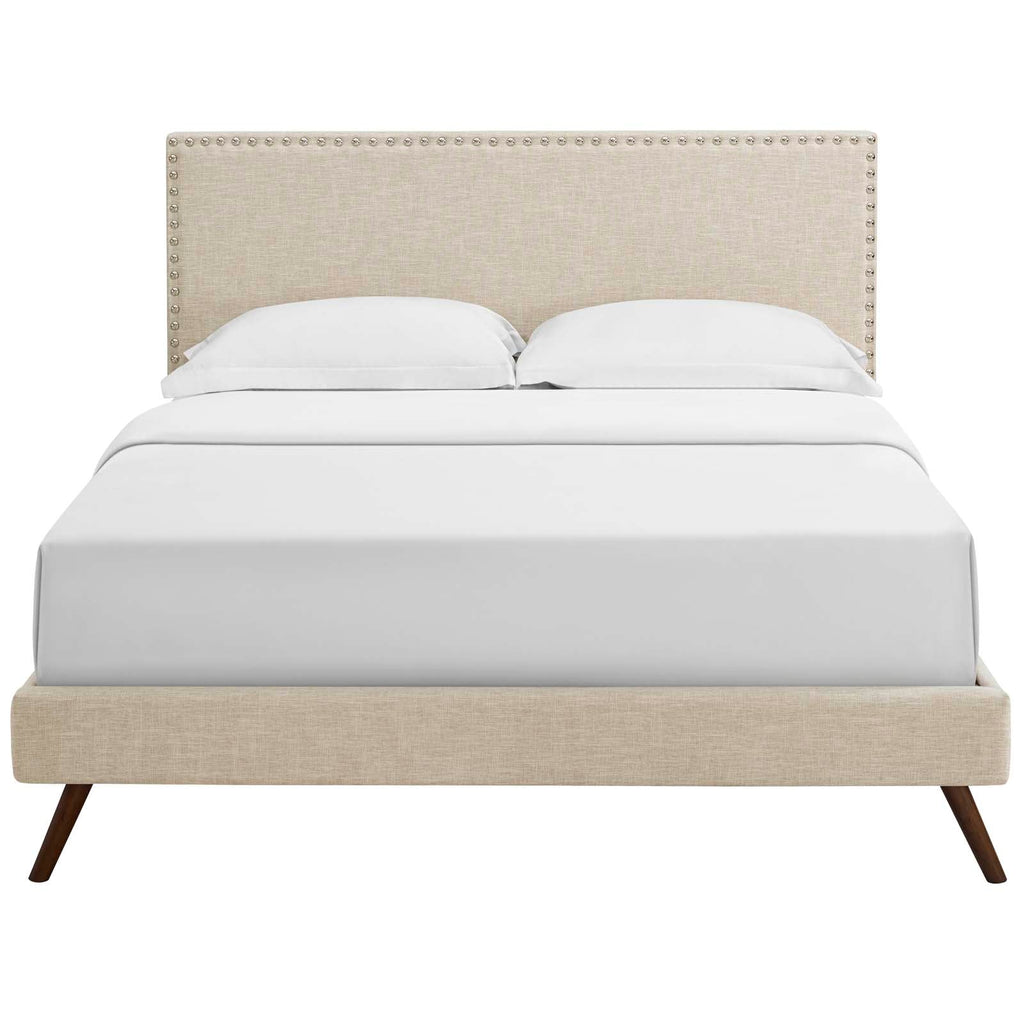 Macie Fabric Queen Platform Bed with Round Splayed Legs by Modway
