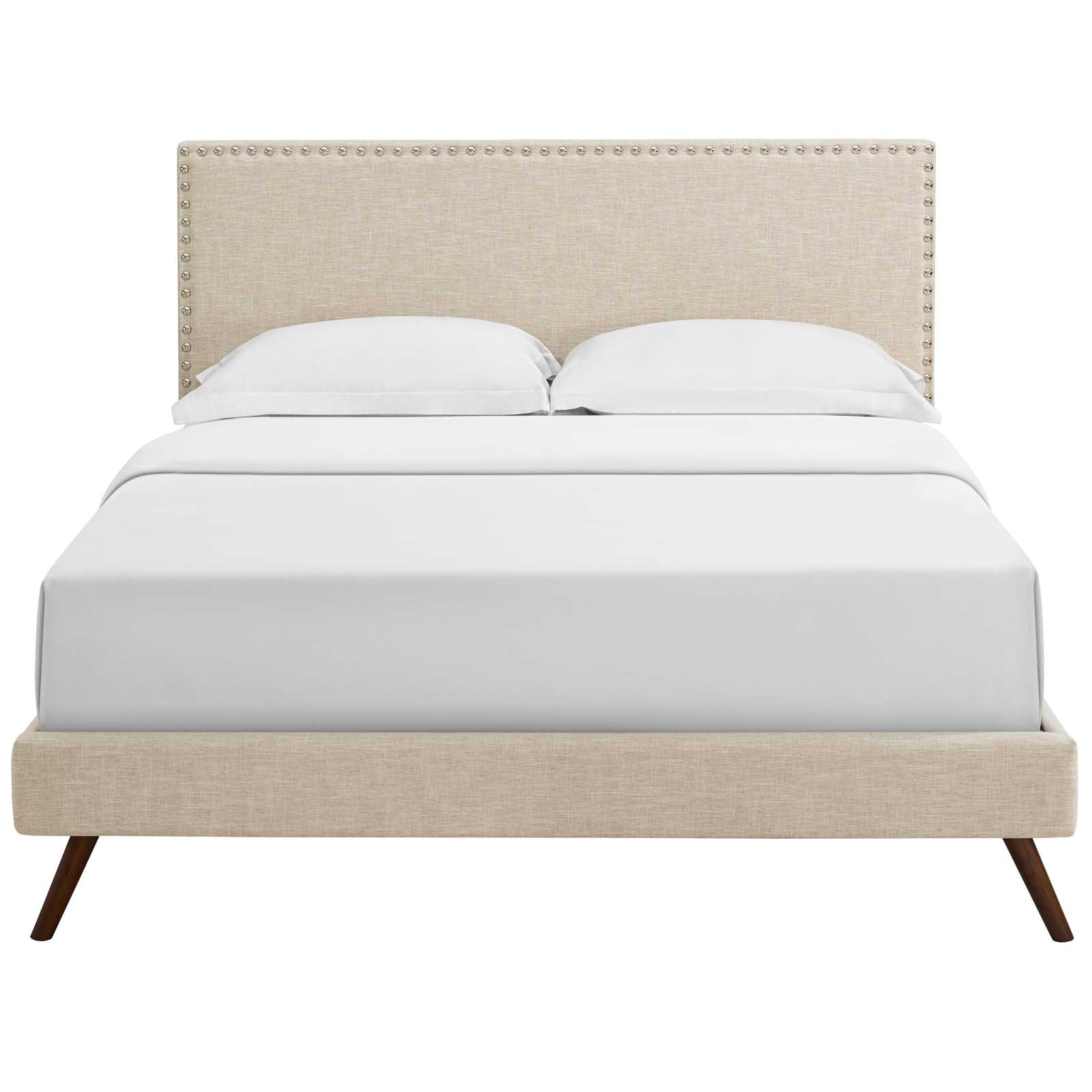 Macie Fabric Queen Platform Bed with Round Splayed Legs by Modway