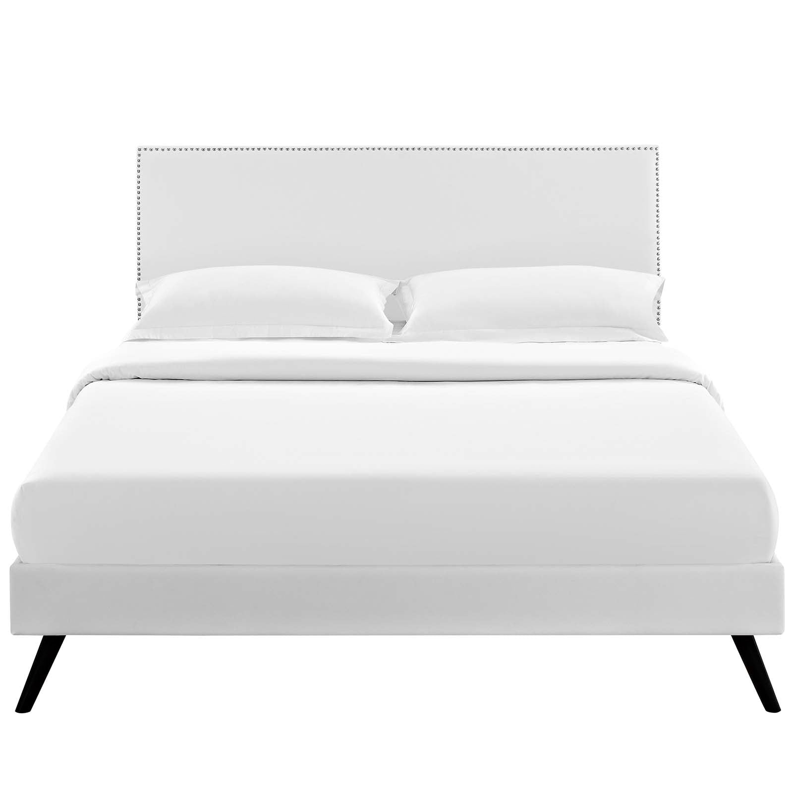 Macie Full Vinyl Platform Bed with Round Splayed L