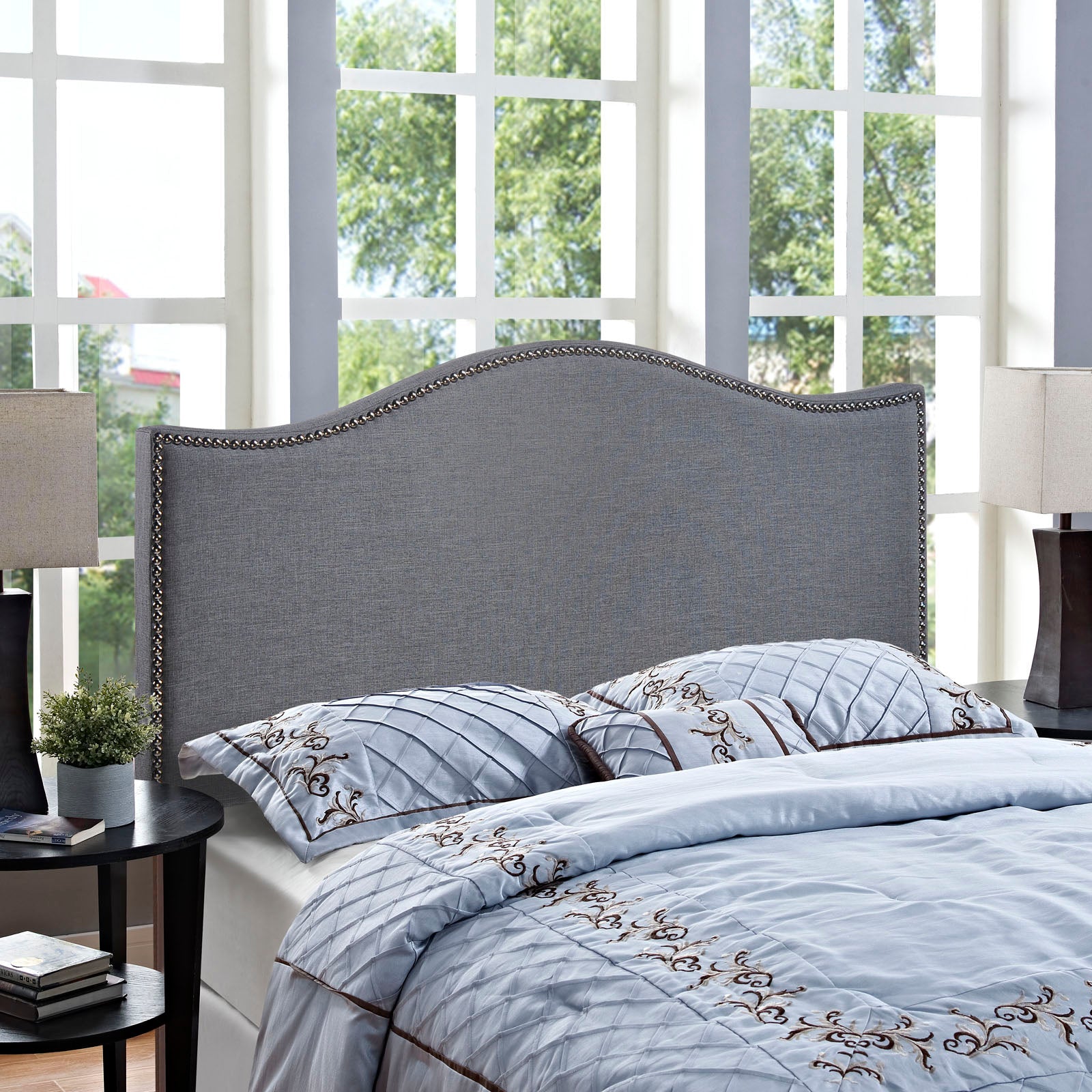 Curl Nailhead Upholstered Queen Headboard by Modway
