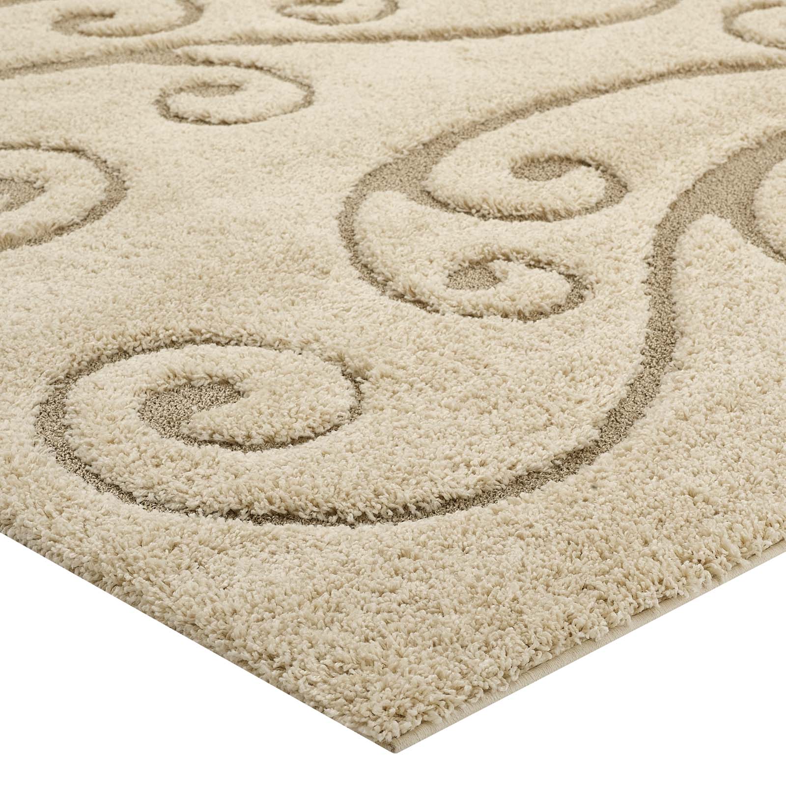 Jubilant Sprout Scrolling Vine Shag 5x8 Area Rug by Modway