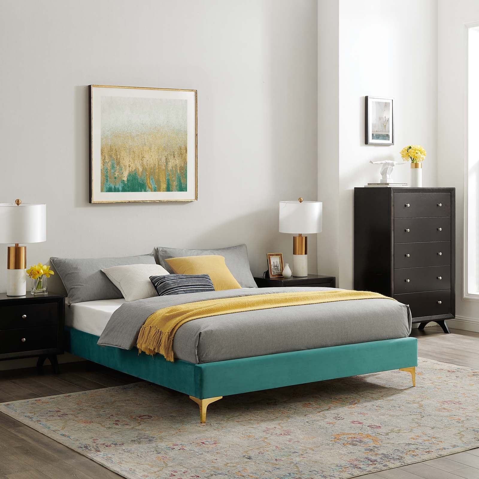 Sutton Performance Velvet King Bed Frame by Modway