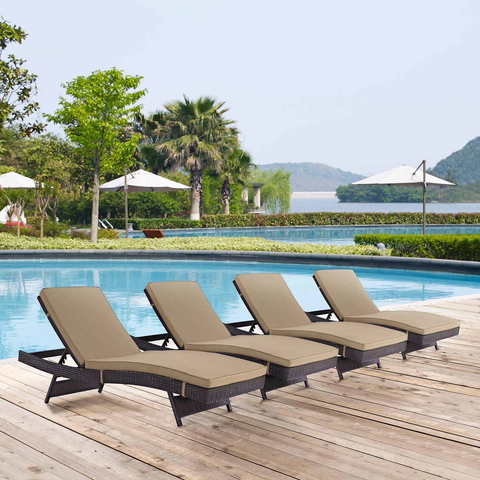 Convene Outdoor Patio Chaise Set of 4 by Modway
