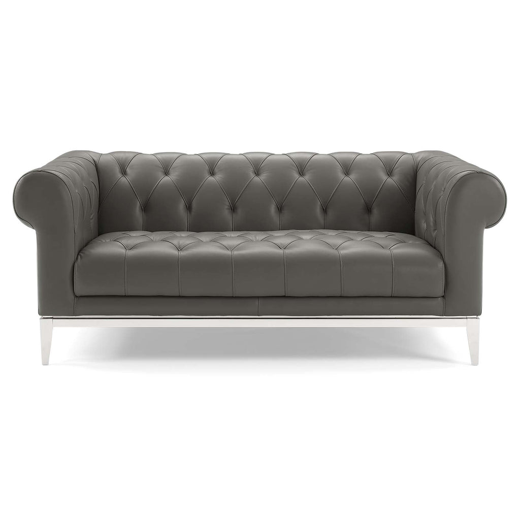 Idyll Tufted Button Upholstered Leather Chesterfield Loveseat by Modway