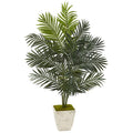 4.5' Paradise Palm Artificial Tree In Country White Planter
