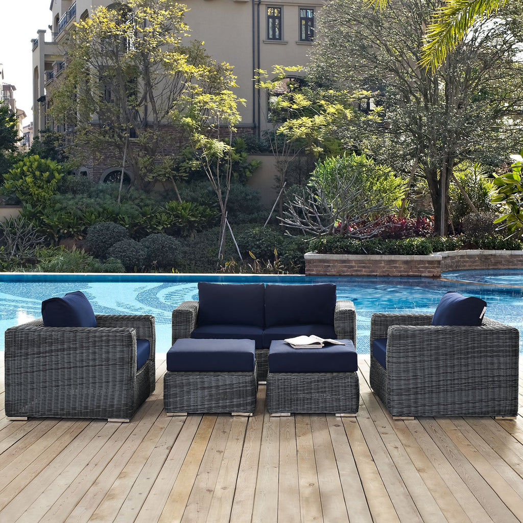 Summon 5 Piece Outdoor Patio Sunbrella¨ Sectional Set by Modway