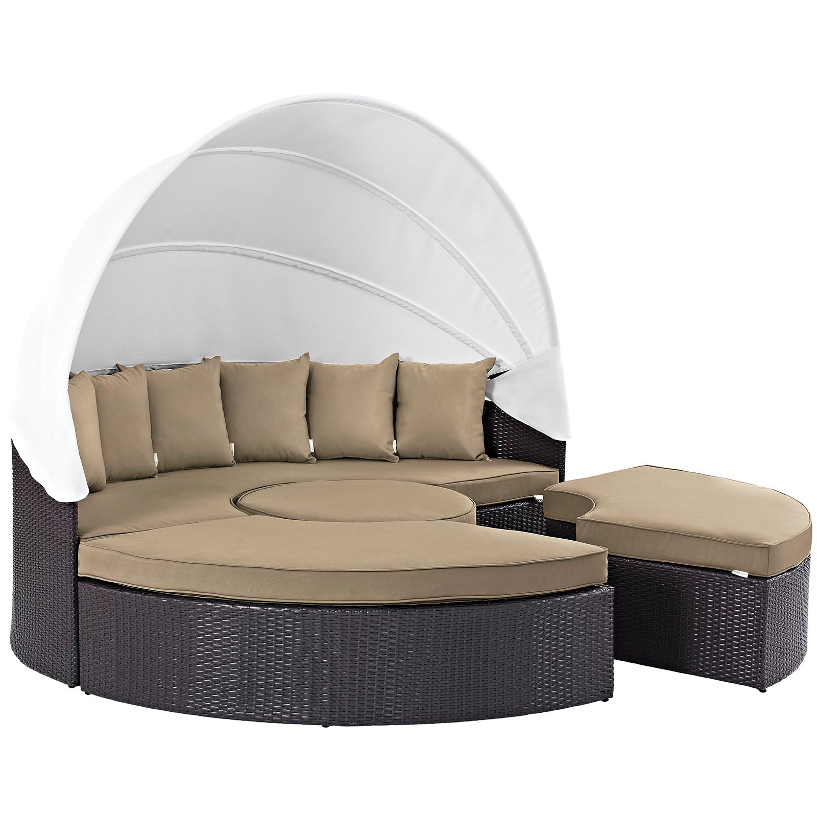 Convene Outdoor Patio Wicker Rattan Canopy Sectional Daybed by Modway
