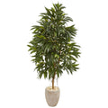 74"  Royal Ficus Artificial Tree in Sand Colored Planter