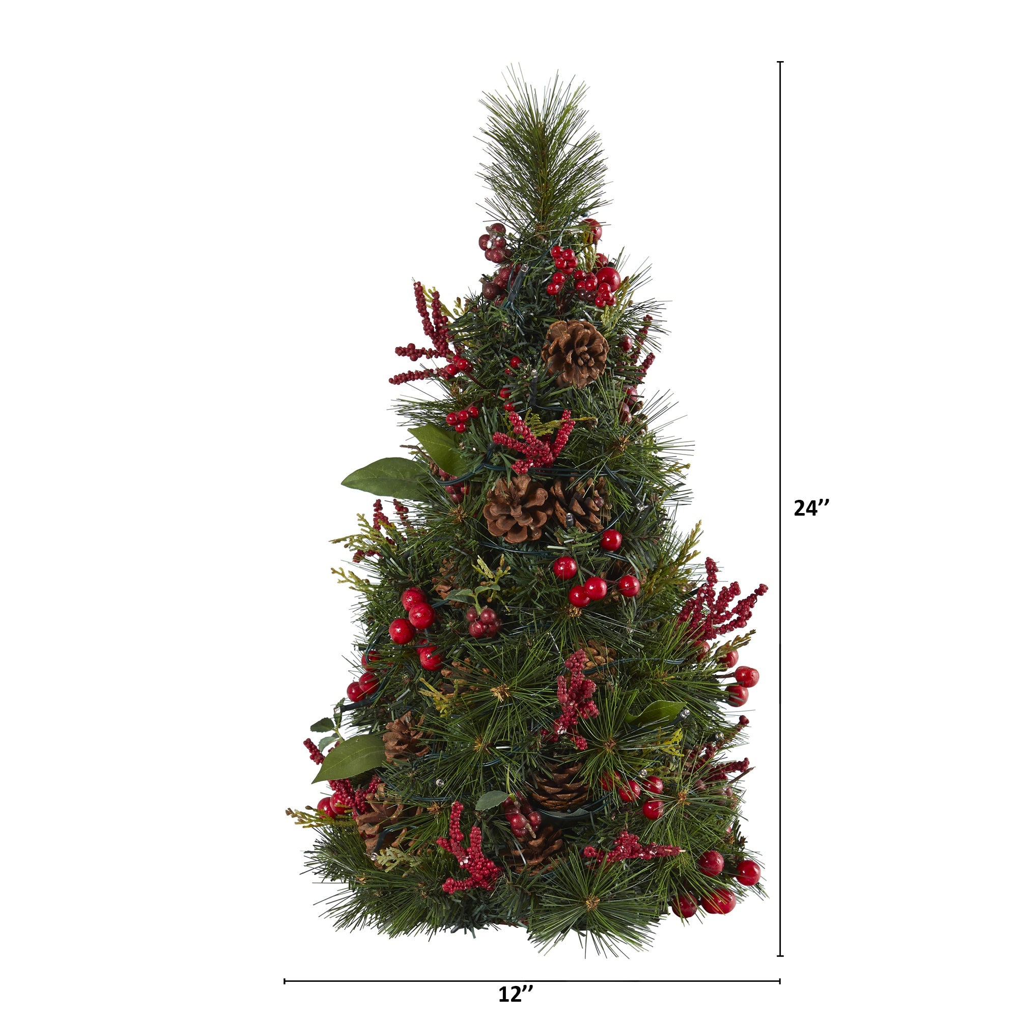 2' Mixed Berry and Pine Cone Artificial Christmas Tree with 35 Clear LED Lights