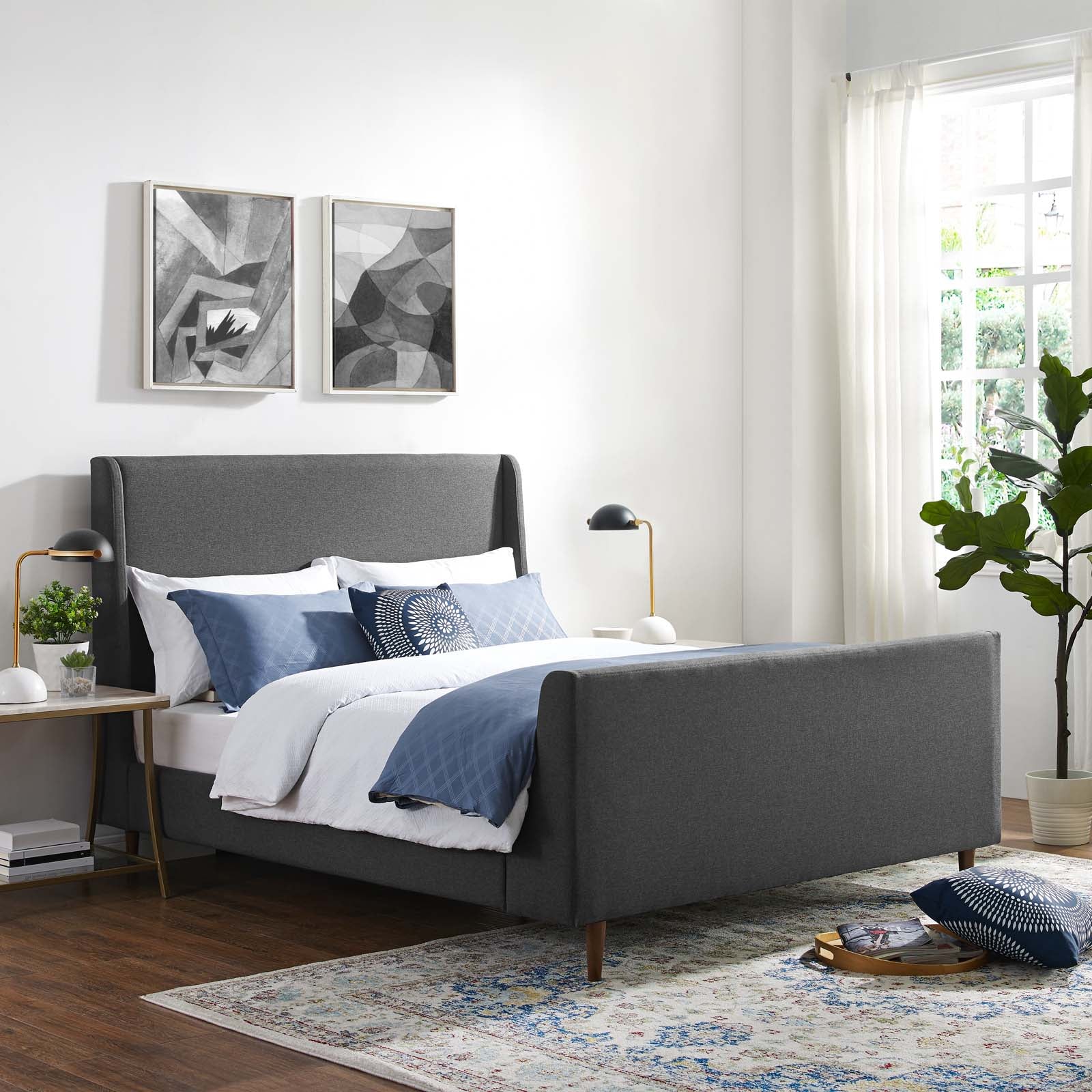 Aubree Upholstered Fabric Queen Sleigh Platform Bed by Modway