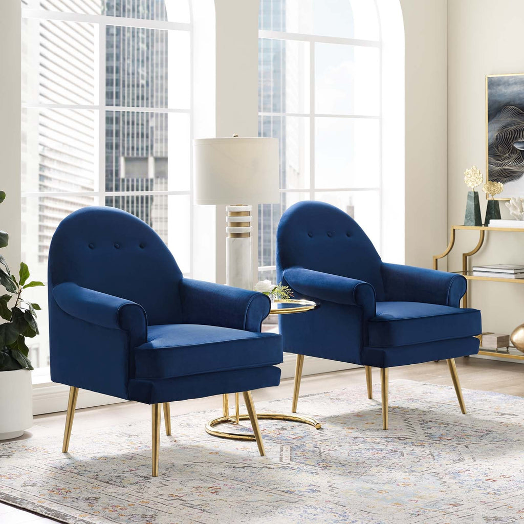 Revive Performance Velvet Armchair Set of 2 by Modway