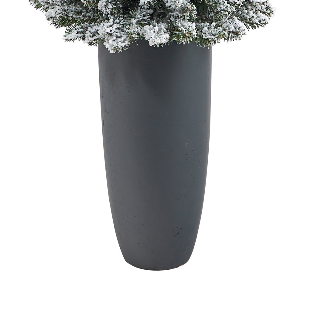 56' Flocked Pencil Artificial Christmas Tree w/ 100 Clear Lights & 216 Bendable