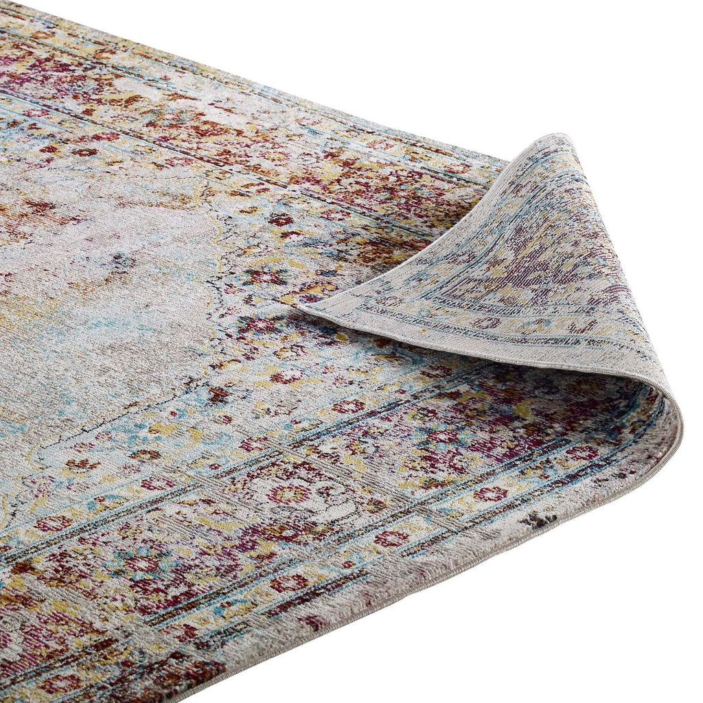 Success Merritt Transitional Distressed Floral Vintage Medallion 4x6 Area Rug by Modway