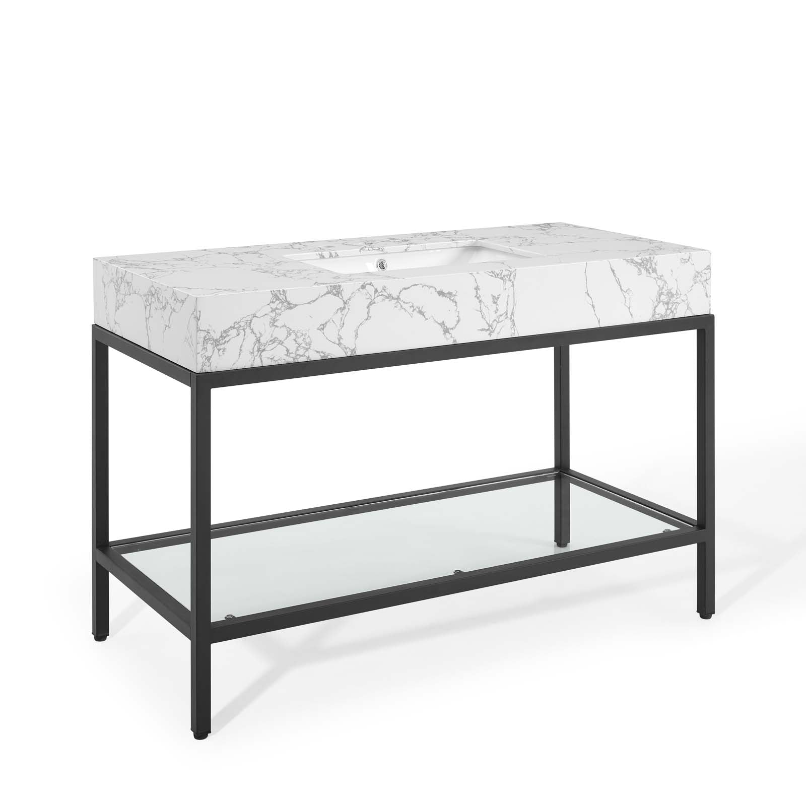 Kingsley 50" Black Stainless Steel Bathroom Vanity by Modway