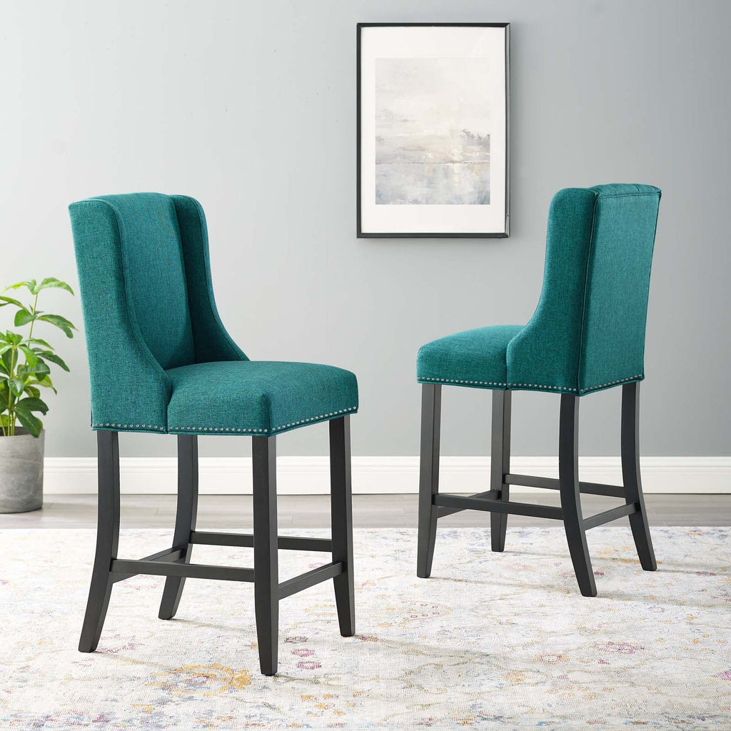 Baron Upholstered Fabric Counter Stool Set of 2 by Modway