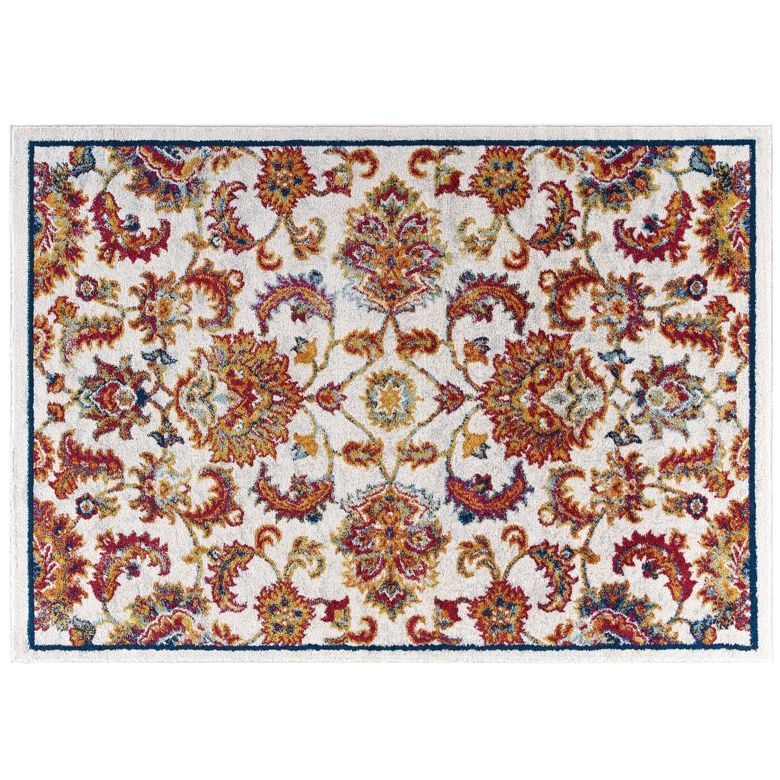 Entourage Azami Distressed Vintage Floral Lattice 8x10 Area Rug by Modway