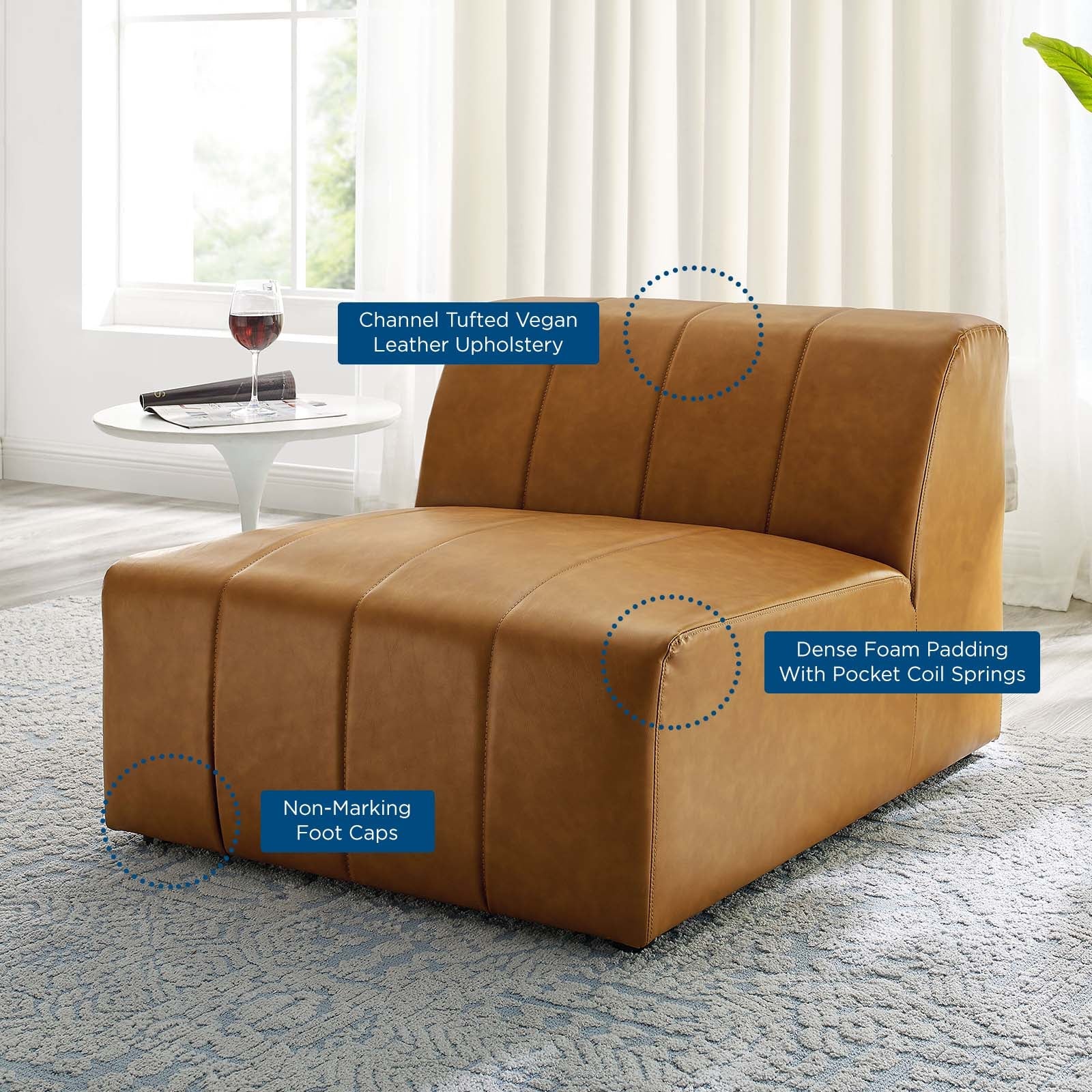 Bartlett Vegan Leather Armless Chair by Modway