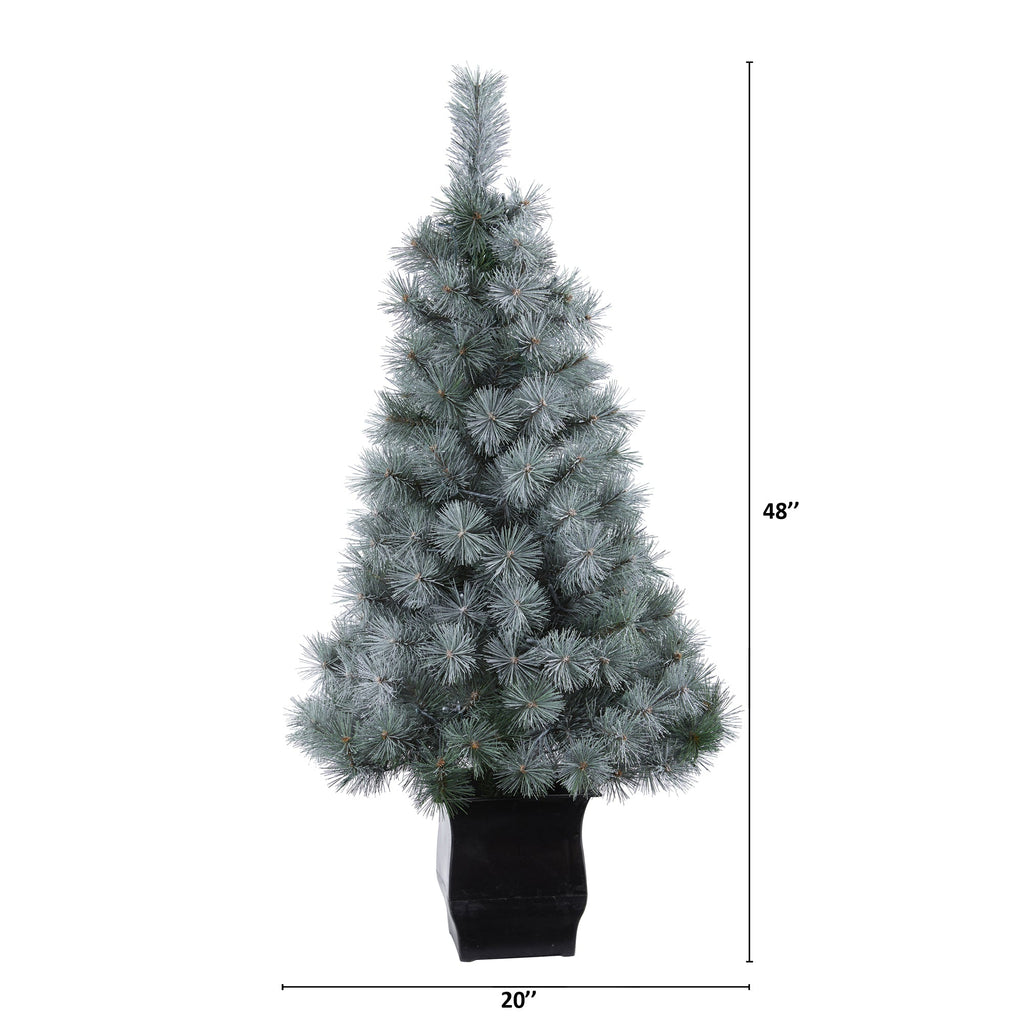 4' Snowy Mountain Pine Artificial Christmas Tree w 150 LED Lights