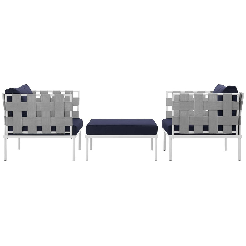 Harmony 3 Piece Outdoor Patio Aluminum Sectional Sofa Set by Modway