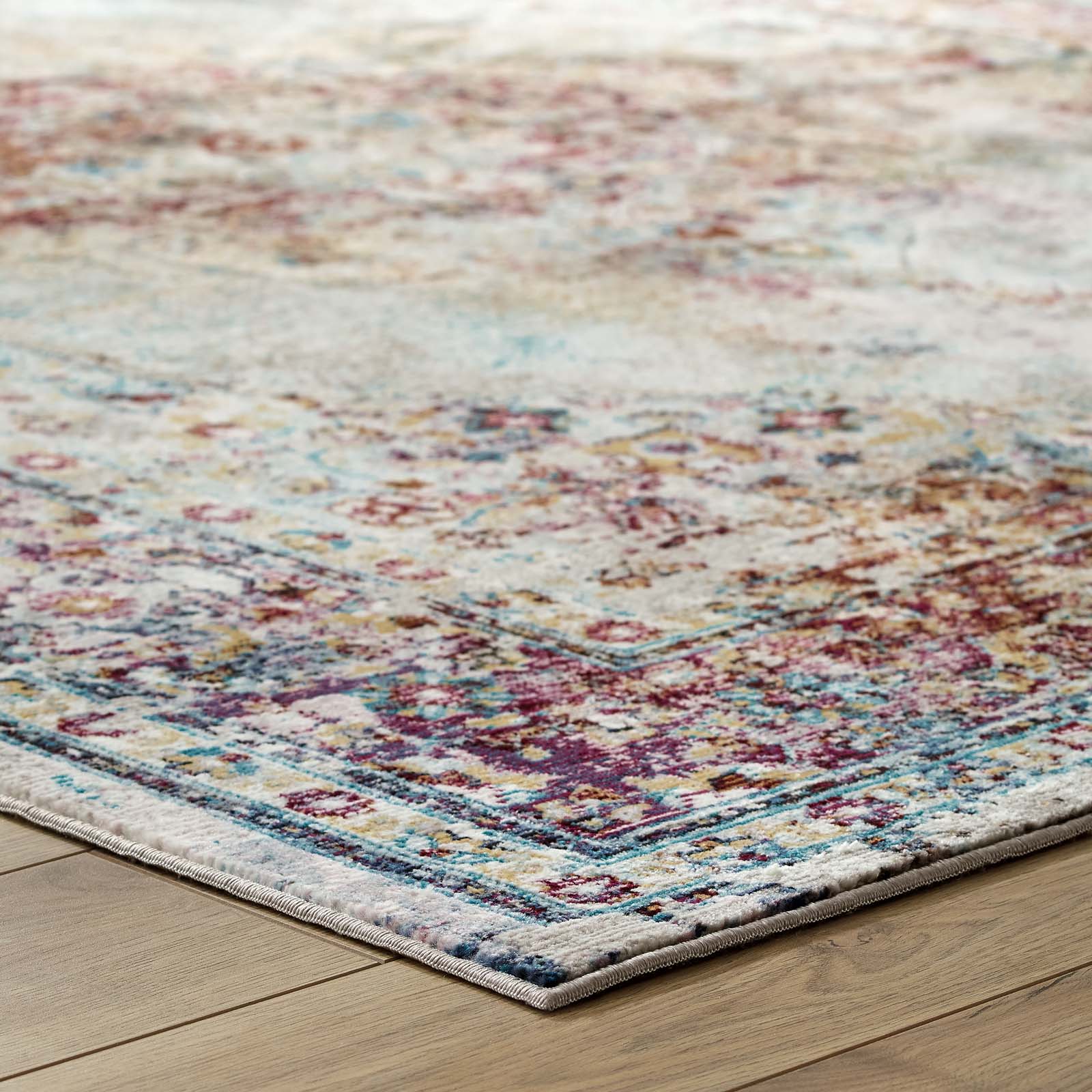 Success Merritt Transitional Distressed Floral Vintage Medallion 5x8 Area Rug by Modway