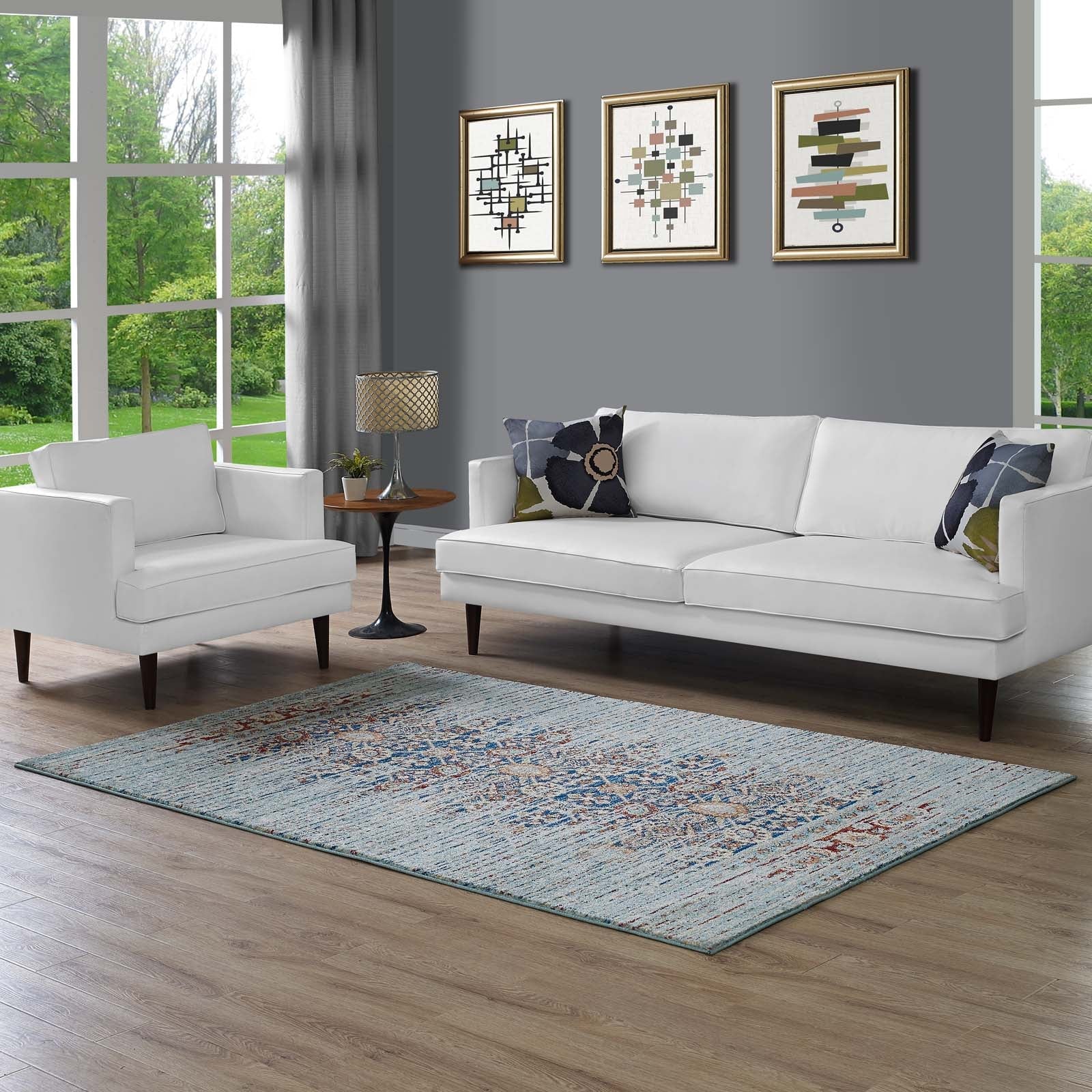 Naria Distressed Vintage Medallion 5x8 Area Rug by Modway