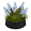 14" Hyacinth and Succulent Artificial Plant in Decorative Bowl