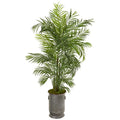 67"  Areca Palm Artificial Tree in Vintage Metal Planter UV Resistant