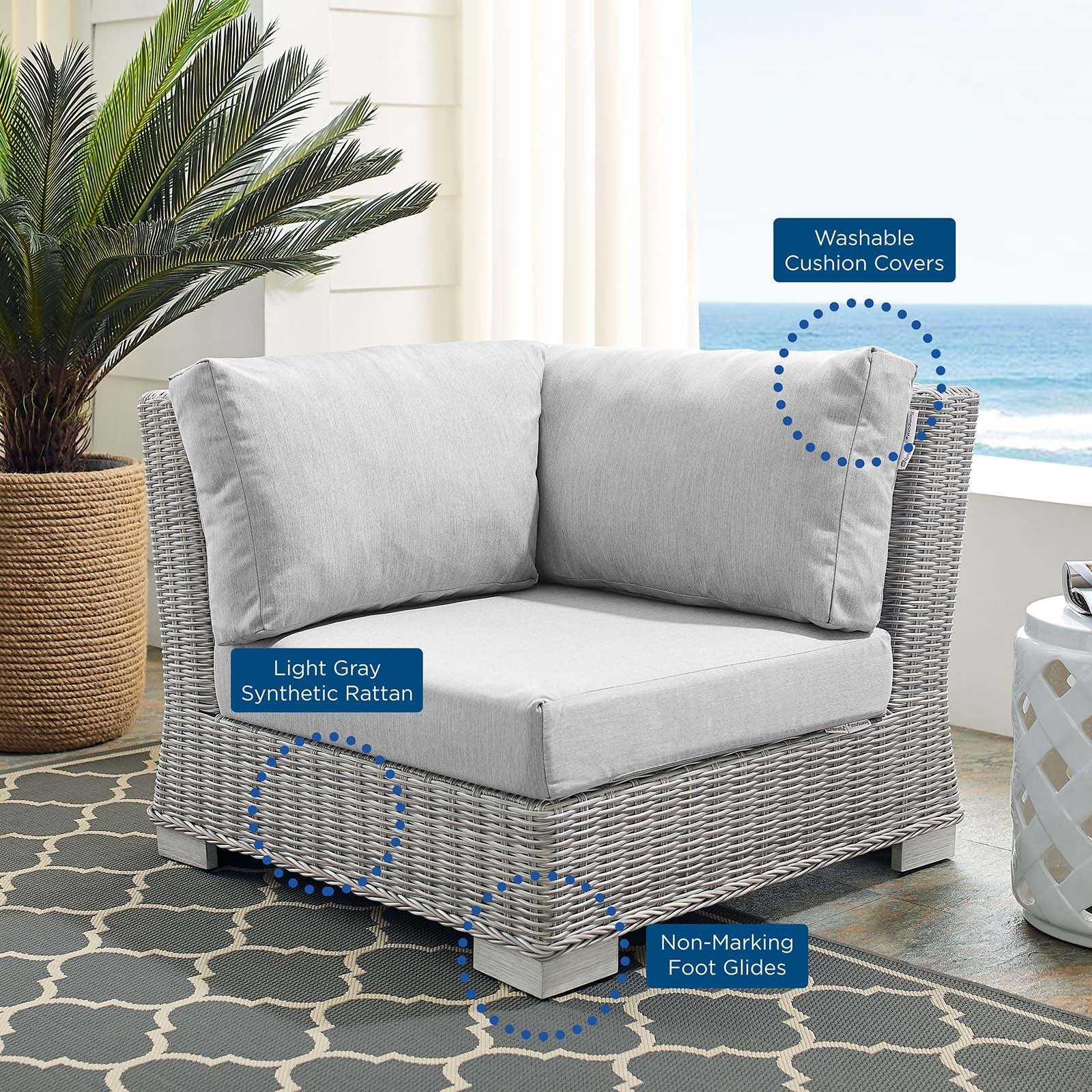 Conway Sunbrella¨ Outdoor Patio Wicker Rattan Corner Chair by Modway