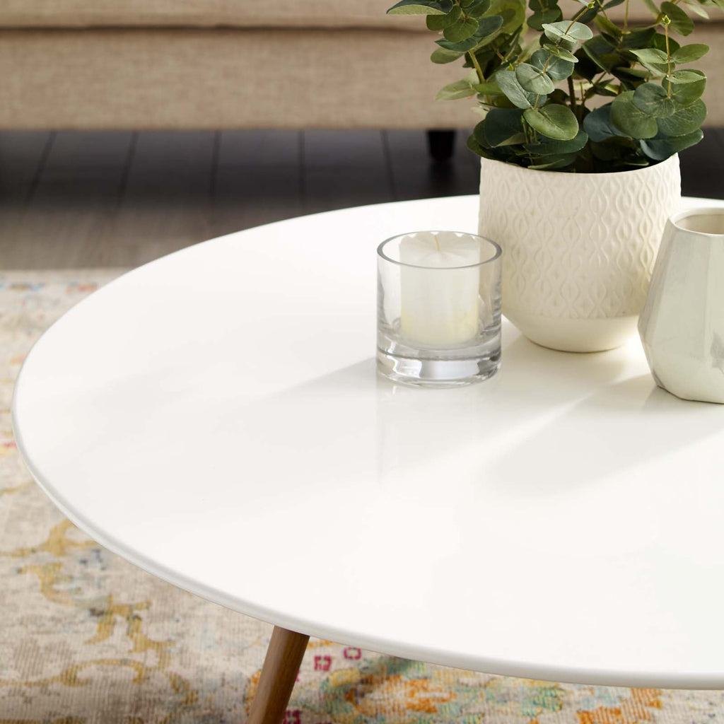 Lippa 40" Round Wood Coffee Table with Tripod Base by Modway
