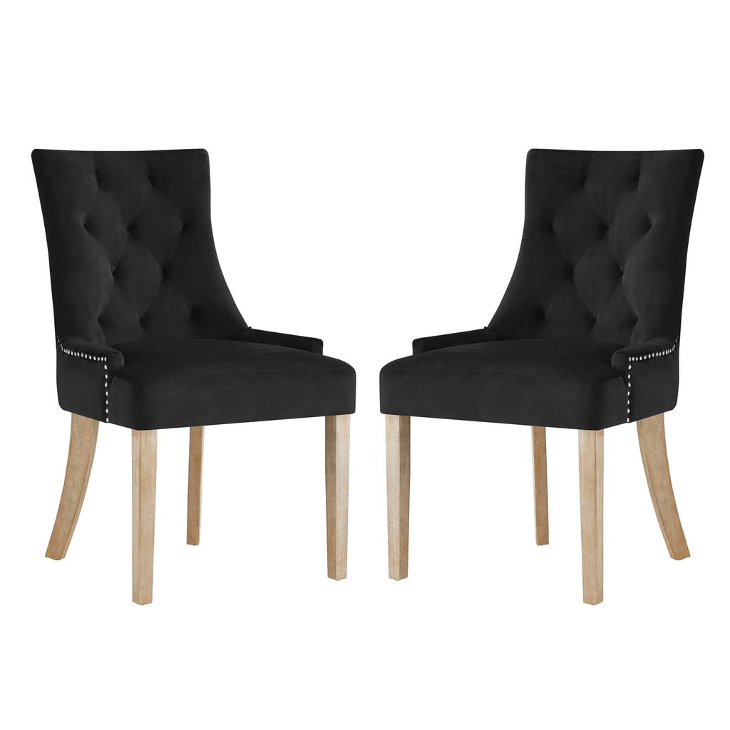 Pose Performance Velvet Dining Chair Set of 2 in Black