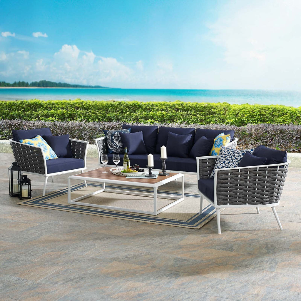Stance 4 Piece Outdoor Patio Aluminum Sectional Sofa Set by Modway
