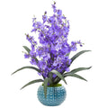 Dancing Lady Orchid Artificial Arrangement in Blue Vase